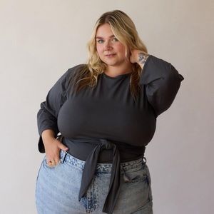 Free Label, Isabel wrap top, storm grey, size S, 85% Rayon Bamboo, 15% Spandex